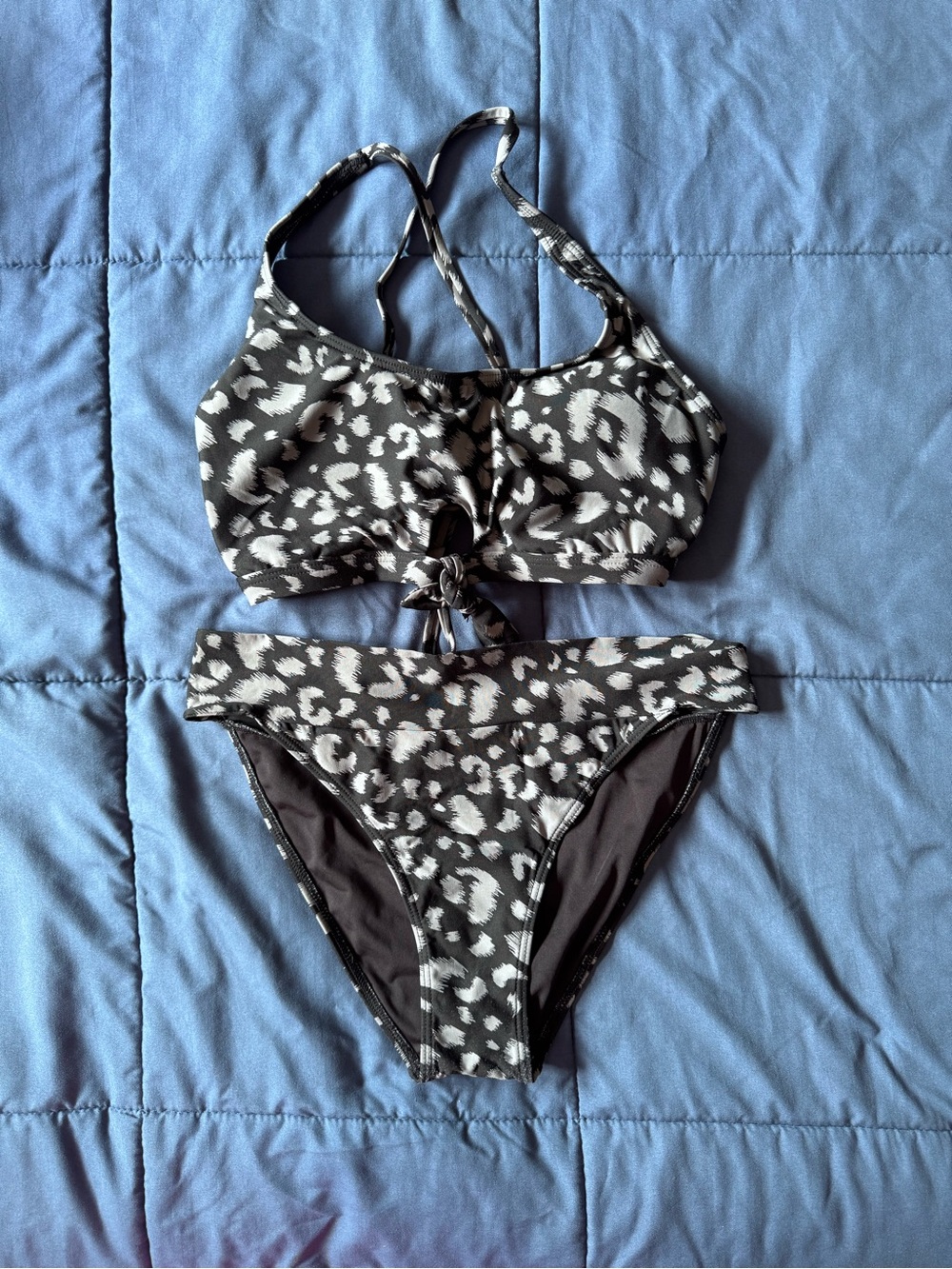 Women’s Black & White Leopard Print Bikini Set